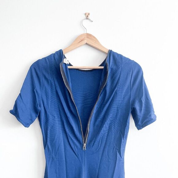 Wilfred Womens Dress Bodycon Dress Short Sleeve Blue Back Zip Medium - Picture 3 of 7